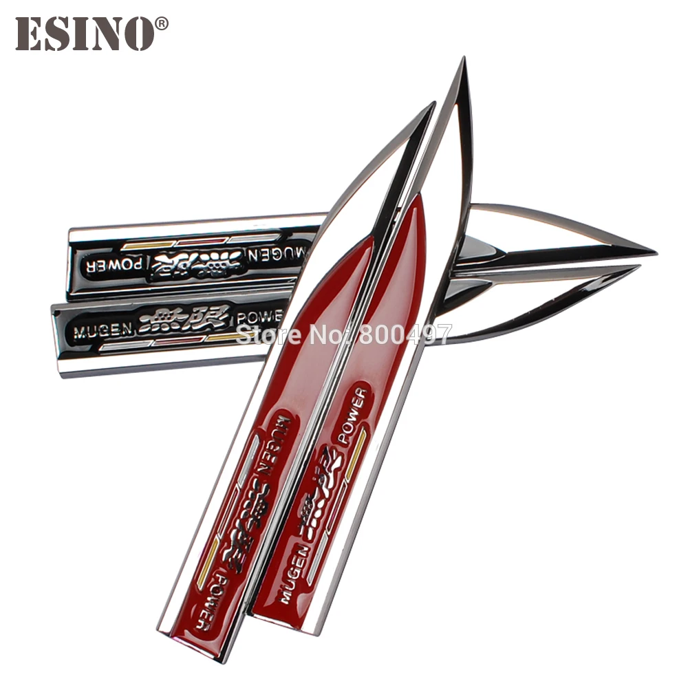 2 x Fashion Car Styling 3D Body Fender Side Metal Chrome Zinc Alloy Knife Side Emblems Badges Car Accessories For Mugen Power
2 x Fashion Car Styling 3D Body Fender Side Metal Chrome Zinc Alloy Knife Side Emblems Badges Car Accessories For Mugen Power
