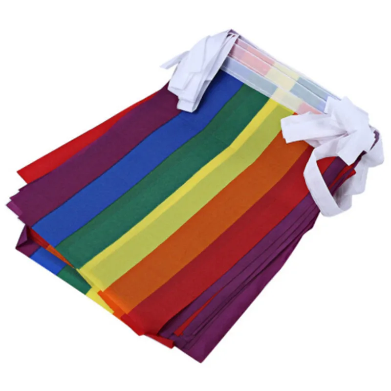 20pcs Rainbow Flag Strings Colorful Peace Flags Banner Pride Lesbian Gay Right Parade Hanging Bunting | Дом и сад