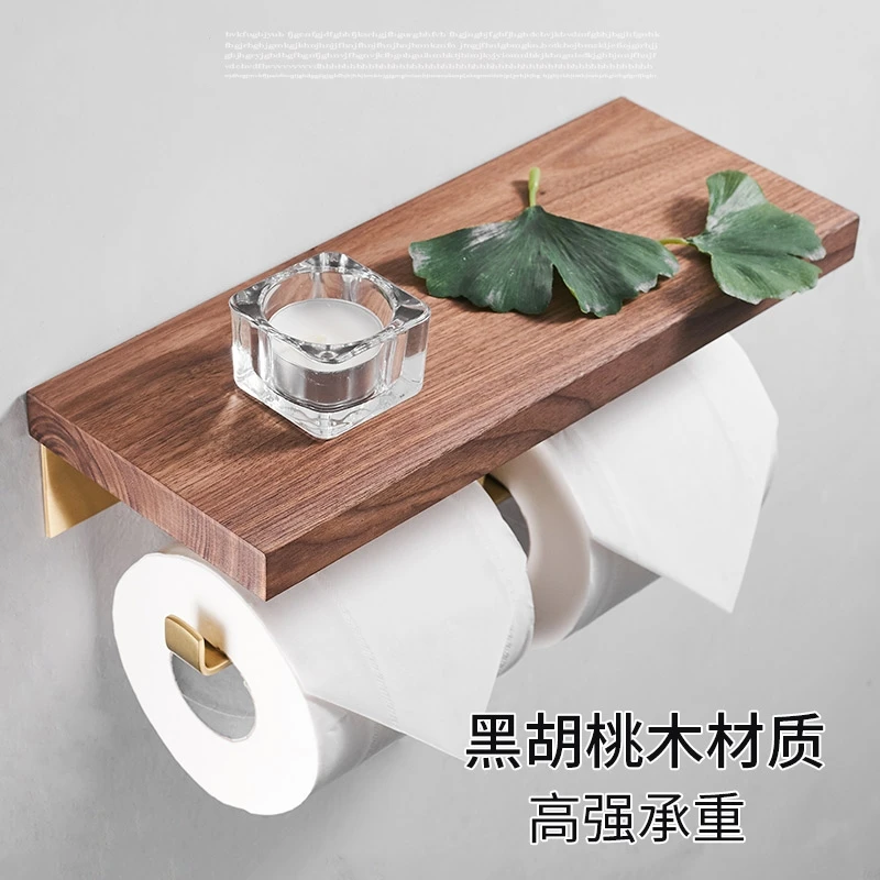 Multi-function Double Toilet paper holder wall moounted Mobile phone rack black walnut wood Bathroom creative tissue roll holder
Multi-function Double Toilet paper holder wall moounted Mobile phone rack black walnut wood Bathroom creative tissue roll holder