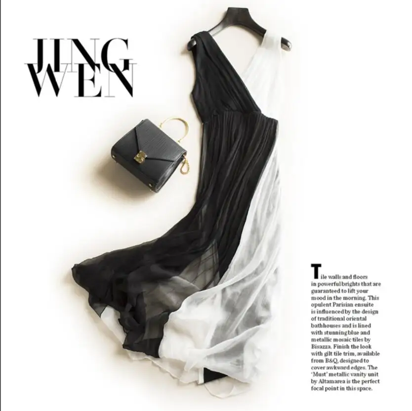 Bogeda New Shell Real Silk Dress Women Natural Silk High Quality V-neck Black White Patchwork Long Holiday Beach dresses
Bogeda New Shell Real Silk Dress Women Natural Silk High Quality V-neck Black White Patchwork Long Holiday Beach dresses