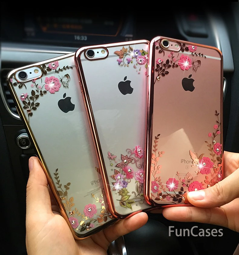 Цветочная бижутерия кристалл чехол для iPhone 6 s Чехол Plus силиконовый 7 8 5 5S SE X