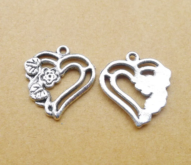 100PCs heart love flowers antique silver alloy Pendant charm Handmade earring bracelet necklace Jewelry DIY Components 20*21mm
100PCs heart love flowers antique silver alloy Pendant charm Handmade earring bracelet necklace Jewelry DIY Components 20*21mm