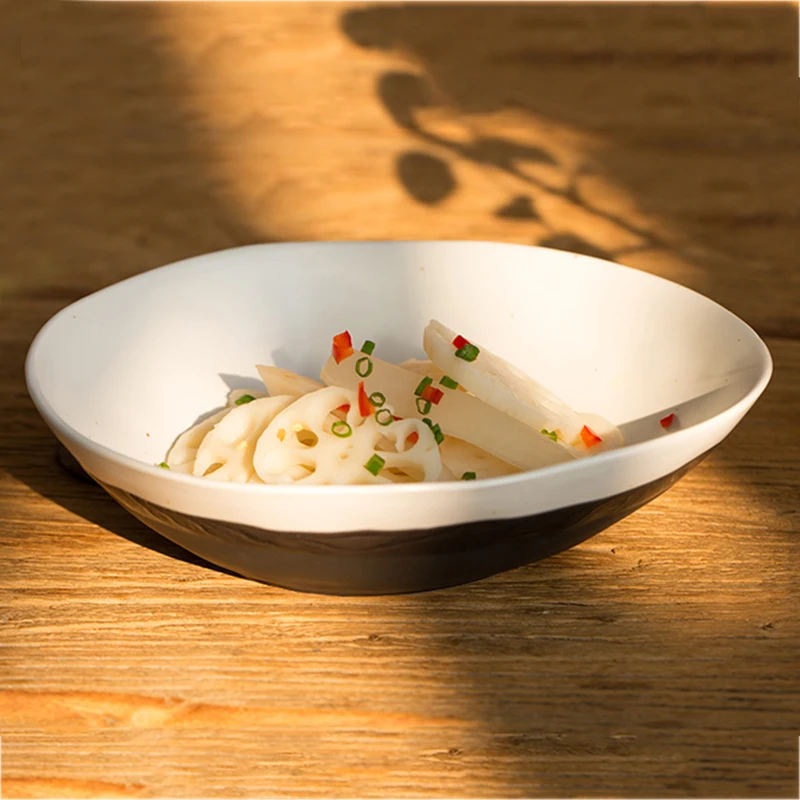 

8 Inch Japanese-style Ceramic Coarse Pottery Tableware Vintage Soup Noodle Bowls Salad Fruit Dessert Bowl Handmade Dinnerware