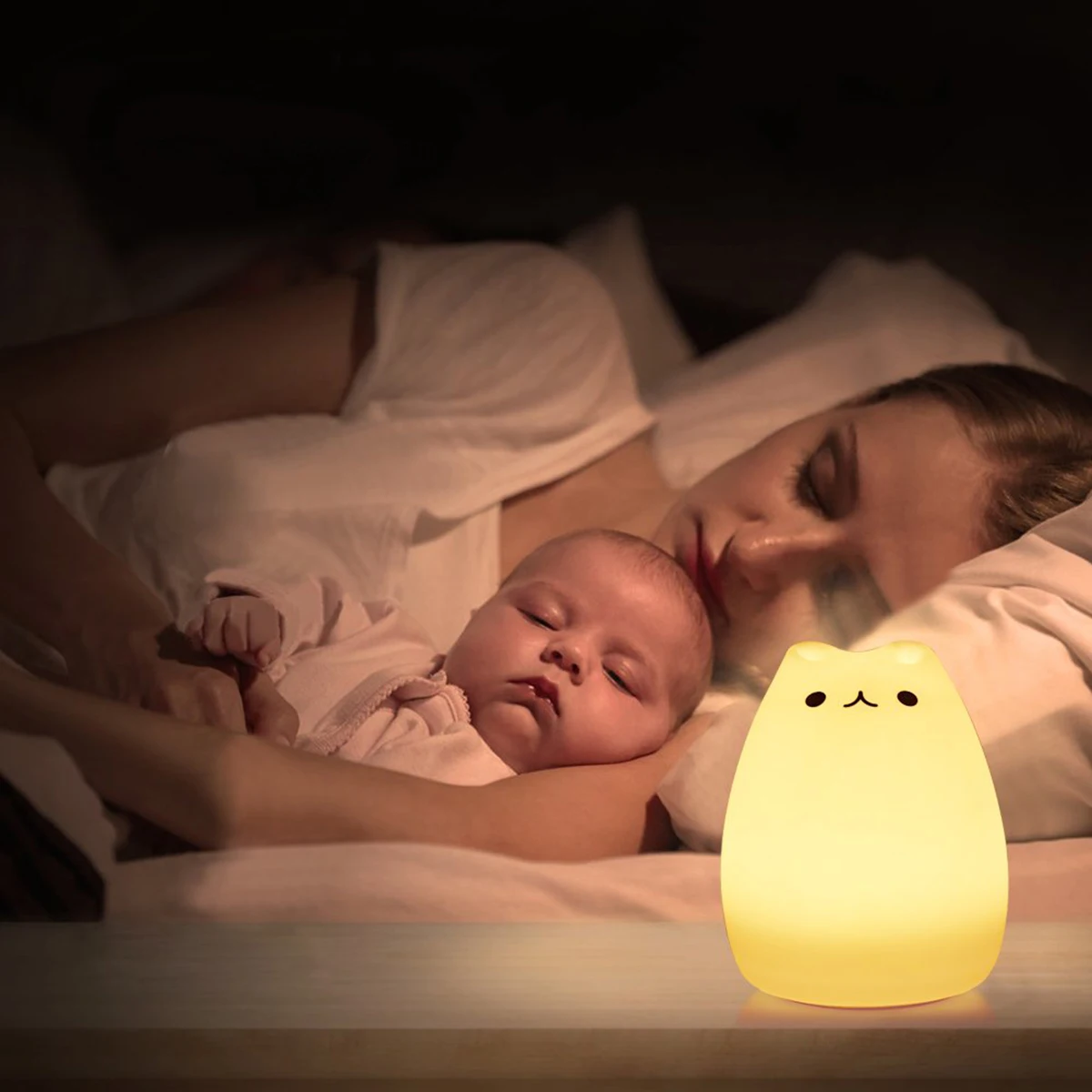 Cute Cat Silicone LED Night Lamp USB Rechargeable Touch Control Night Light with Warm White & 7-Color Breathing Modes
Cute Cat Silicone LED Night Lamp USB Rechargeable Touch Control Night Light with Warm White & 7-Color Breathing Modes
