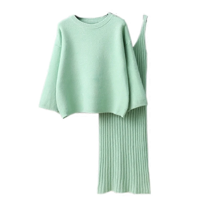 2019 Autumn Women Sweater Dress Suit Straped Dress Sets Solid Color Female Casual Two-Piece Suits Loose Sweater Knit Dress Suit
2019 Autumn Women Sweater Dress Suit Straped Dress Sets Solid Color Female Casual Two-Piece Suits Loose Sweater Knit Dress Suit