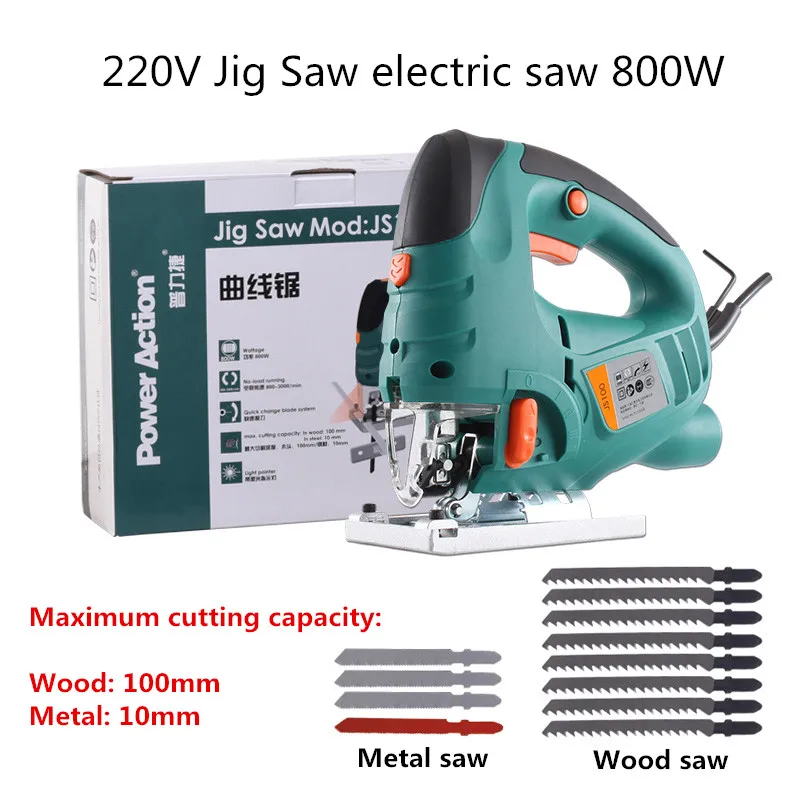 220V Electric Jig Saw Woodworking Power Tools Laser Chainsaw Cutting Machine 800W with 12pcs Saw Blade Y
220V Electric Jig Saw Woodworking Power Tools Laser Chainsaw Cutting Machine 800W with 12pcs Saw Blade Y