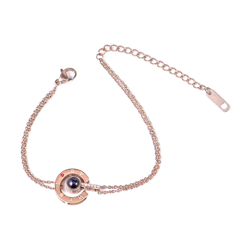 4style Women 100 Languages I Love You Memory chain stainless steel Rose Gold Roman Numerals tears Crystal fashion Charm bracelet
4style Women 100 Languages I Love You Memory chain stainless steel Rose Gold Roman Numerals tears Crystal fashion Charm bracelet