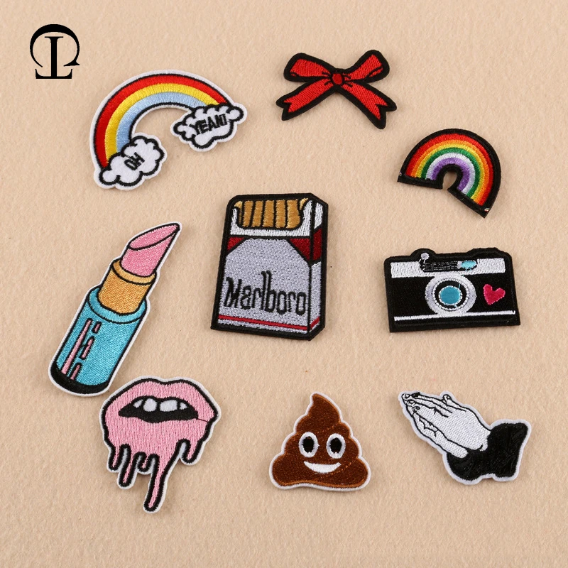 12pcs/lot lipstick camera rainbow patches iron on patches clothe stickers badges DIY embroidered patches for clothes decoration
12pcs/lot lipstick camera rainbow patches iron on patches clothe stickers badges DIY embroidered patches for clothes decoration