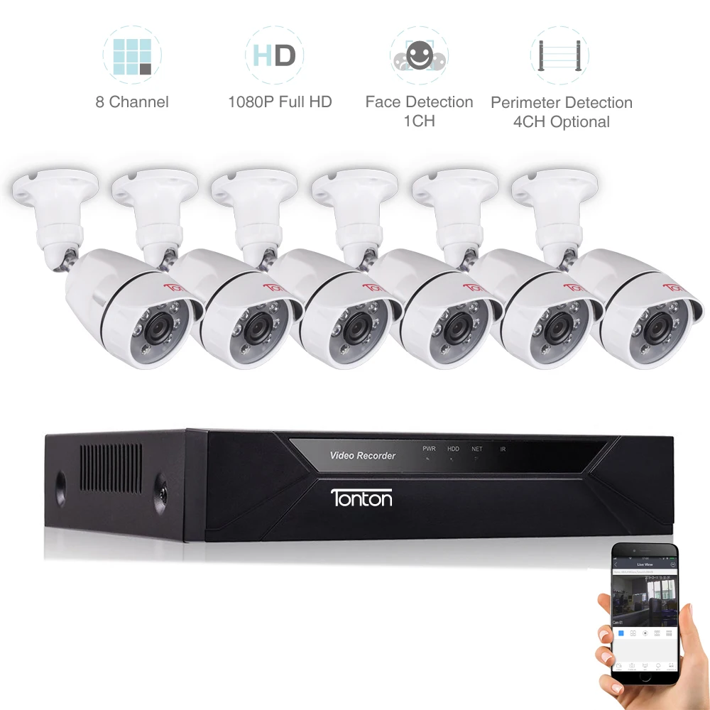 Tonton 8-канальная система видеонаблюдения 1080P HDMI 5-в-1 CCTV DVR 1080P 2,0 MP 6 шт. ИК наружная комнатная камера видеонаблюдения P2P комплект видеонаблюдени...
Tonton 8-канальная система видеонаблюдения 1080P HDMI 5-в-1 CCTV DVR 1080P 2,0 MP 6 шт. ИК наружная комнатная камера видеонаблюдения P2P комплект видеонаблюдени...