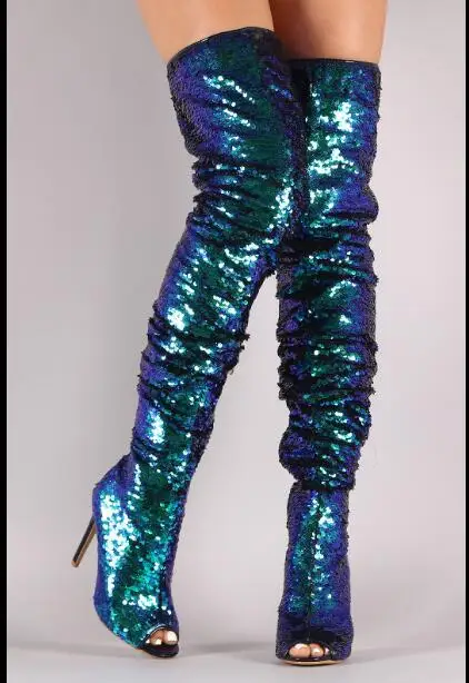 Fashion sequined peep toe over knee thigh high woman boots stage performance night club thigh high sequined lady boots US size
Fashion sequined peep toe over knee thigh high woman boots stage performance night club thigh high sequined lady boots US size