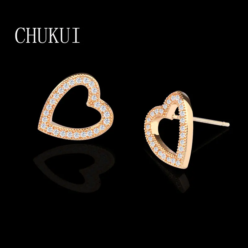 Фото CHUKUI Горячая мода Brincos вкрутки для ушей золотые стразы в форме сердца серьги