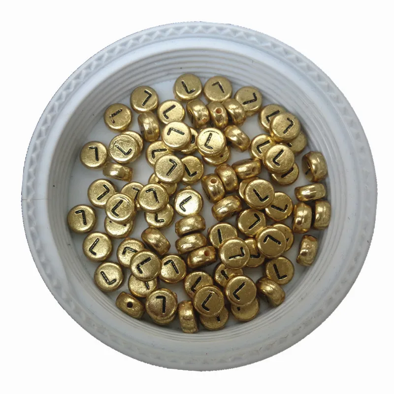 Wholesale Price 4*7MM 3600PCS Flat Round Coin Shape Black Single Letter L Printing Golden Color Acrylic Alphabet Letters Bedads
Wholesale Price 4*7MM 3600PCS Flat Round Coin Shape Black Single Letter L Printing Golden Color Acrylic Alphabet Letters Bedads