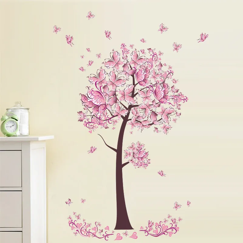 Наклейки на стену с изображением дерева цветов бабочек|decorative wall decal|wall decalsbutterfly |