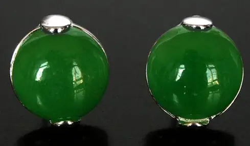 925 Sterling Silver Inlay 18mm GreenNatural jadeite Stud Earrings