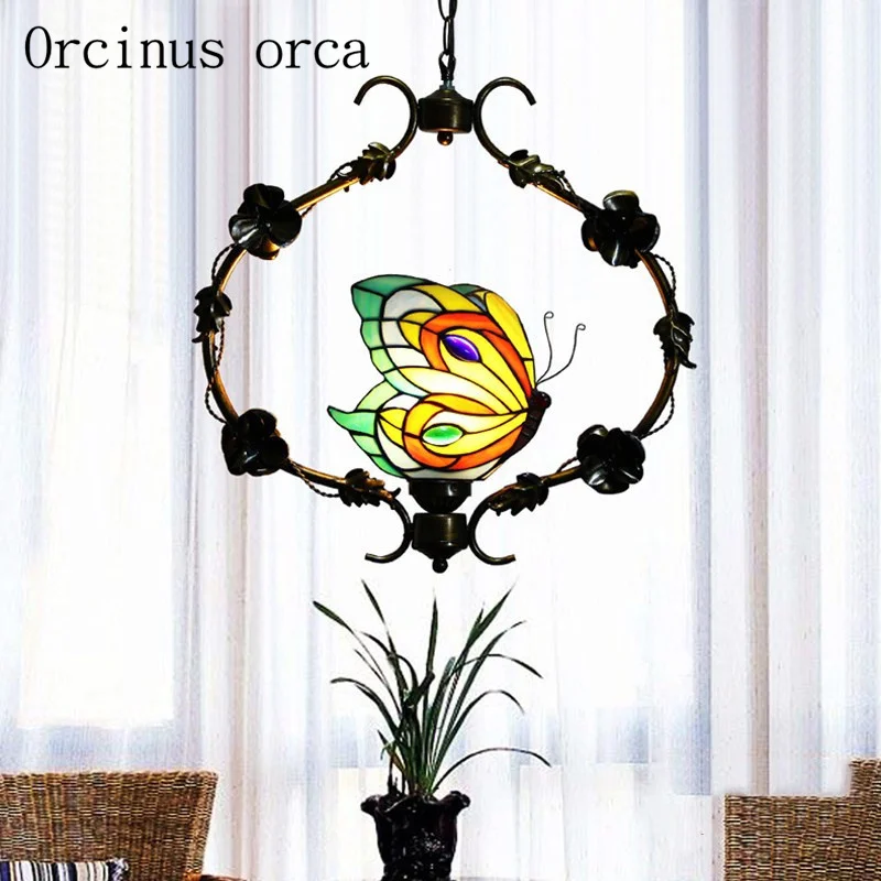 Mediterranean creative single head butterfly chandelier lamp restaurant entrance aisle balcony retro stained glass chandelier
Mediterranean creative single head butterfly chandelier lamp restaurant entrance aisle balcony retro stained glass chandelier