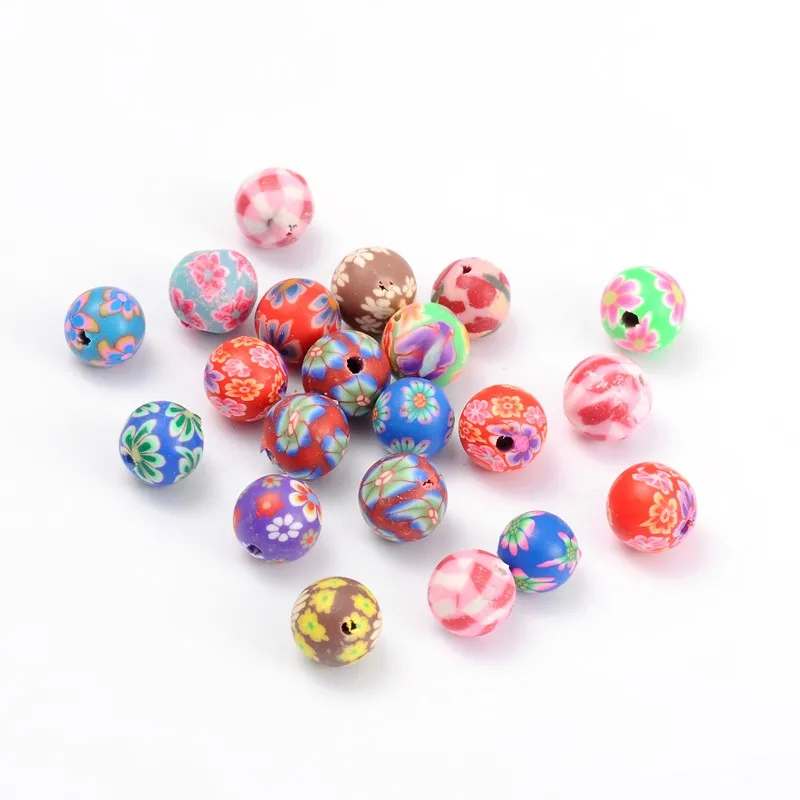 

200pcs 8mm Round Handmade Polymer Clay Handcraft Jewelry Making DIY Findings Beads Mixed Color, about 8mm in diameter, hole: 1mm