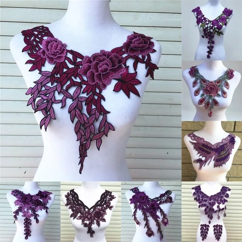 1 шт. фиолетовая серия кружевной воротник с вырезом цветочное и сердечко