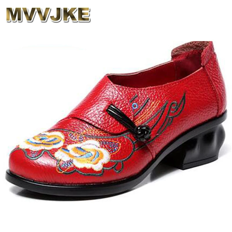 MVVJKE New Spring autumn women shoes Retro Thick high heels Soft sole shoes embroidered Genuine Leather footwear shoes E013
MVVJKE New Spring autumn women shoes Retro Thick high heels Soft sole shoes embroidered Genuine Leather footwear shoes E013