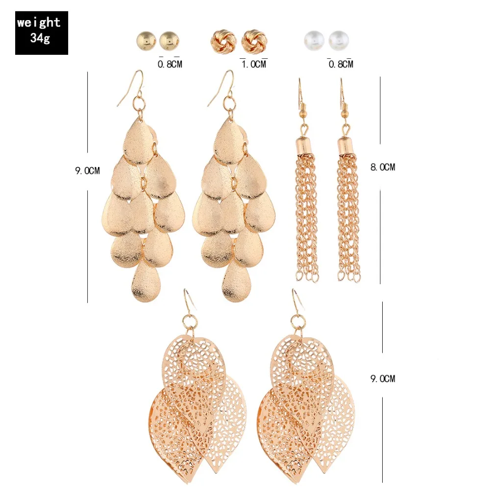 6 Pairs/Set 2019 Fashion Tassel Earrings Set Bohemia Gold Color Geometric Crystal Stud Earrings Set For Women Wedding Jewelry
6 Pairs/Set 2019 Fashion Tassel Earrings Set Bohemia Gold Color Geometric Crystal Stud Earrings Set For Women Wedding Jewelry