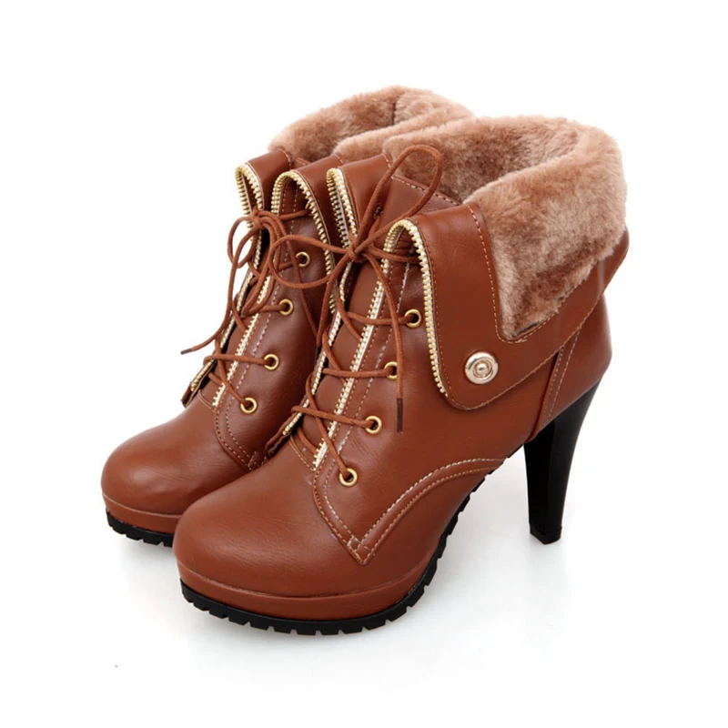 Brand High Quality Women Boots Autumn and Winter Warm Fur High Heels Pumps for Ladies Lace-up Plus Size 34-43 Female Boots
Brand High Quality Women Boots Autumn and Winter Warm Fur High Heels Pumps for Ladies Lace-up Plus Size 34-43 Female Boots