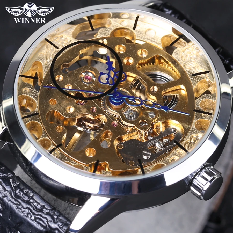 WINNER Luxury Golden Skeleton Retro Noble Men's Mechanical Wrist Watch Leather Strap transparent wristwatch Relogio Masculino
WINNER Luxury Golden Skeleton Retro Noble Men's Mechanical Wrist Watch Leather Strap transparent wristwatch Relogio Masculino