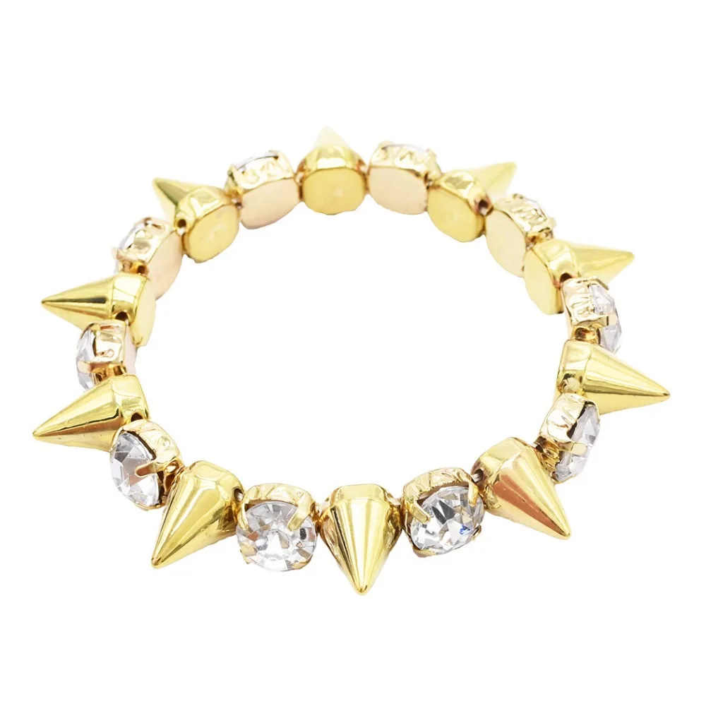 European Punk Spike Crystal Bracelets 2 Colors Gold Fashion Rhinestone Stretch Bracelets Adjustable Women Party Jewelry
European Punk Spike Crystal Bracelets 2 Colors Gold Fashion Rhinestone Stretch Bracelets Adjustable Women Party Jewelry