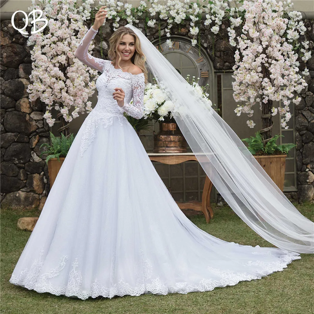 Vestido de Noiva 2019 New Wedding Dresses Ball Gown Long Sleeve Lace Tulle Appliques Formal Elegant Bride Wedding Gown SF37
Vestido de Noiva 2019 New Wedding Dresses Ball Gown Long Sleeve Lace Tulle Appliques Formal Elegant Bride Wedding Gown SF37