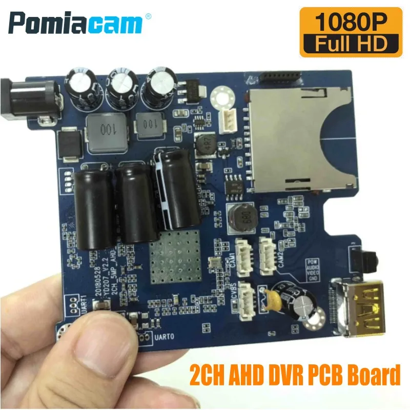 Прямая Заводская поставка 2 канальная плата AHD DVR PCB HD1080P канальный мини мобильный