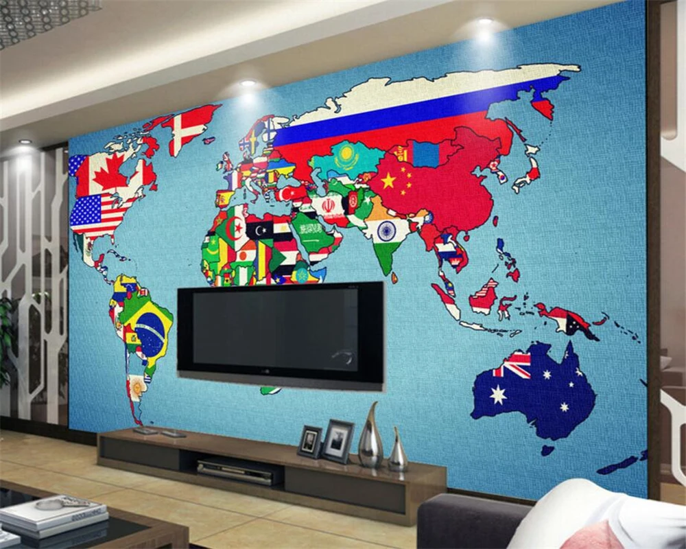Beibehang Custom Wallpaper Living Room Bedroom 3d Wallpaper Creative Color Flag World Map TV Background Wall 3d wallpaper mural
Beibehang Custom Wallpaper Living Room Bedroom 3d Wallpaper Creative Color Flag World Map TV Background Wall 3d wallpaper mural