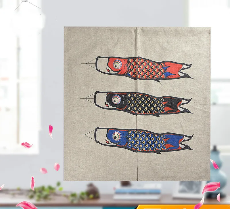 Японская занавеска Noren Koi с рыбками, японская занавеска, дверная перегородка, занавеска на дверь фэн-шуй, полузанавеска 
Японская занавеска Noren Koi с рыбками, японская занавеска, дверная перегородка, занавеска на дверь фэн-шуй, полузанавеска