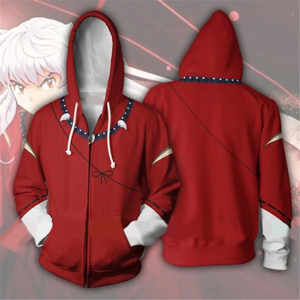 Толстовка с капюшоном аниме Inuyasha свитшоты длинным рукавом Мужская толстовка на