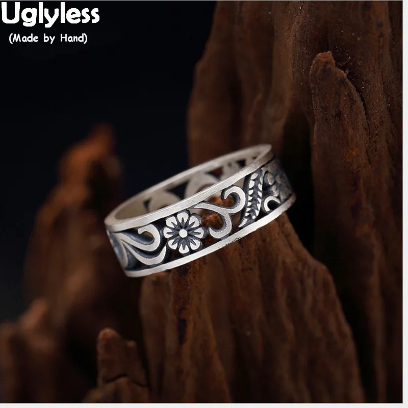 Uglyless Real 990 Fine Silver Handmade Jewelry Engraved Vintage Hollow Women Open Finger Rings Romantic Plum Flower Ring Bijoux
Uglyless Real 990 Fine Silver Handmade Jewelry Engraved Vintage Hollow Women Open Finger Rings Romantic Plum Flower Ring Bijoux