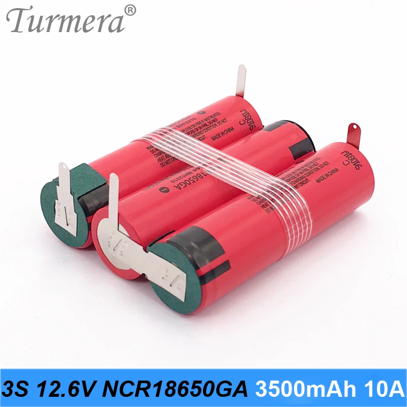 NEW 3s 10.8v 12.6v battery 18650 pack ncr18650ga 3500mah 10A soldering for screwdriver tools customized | Электроника