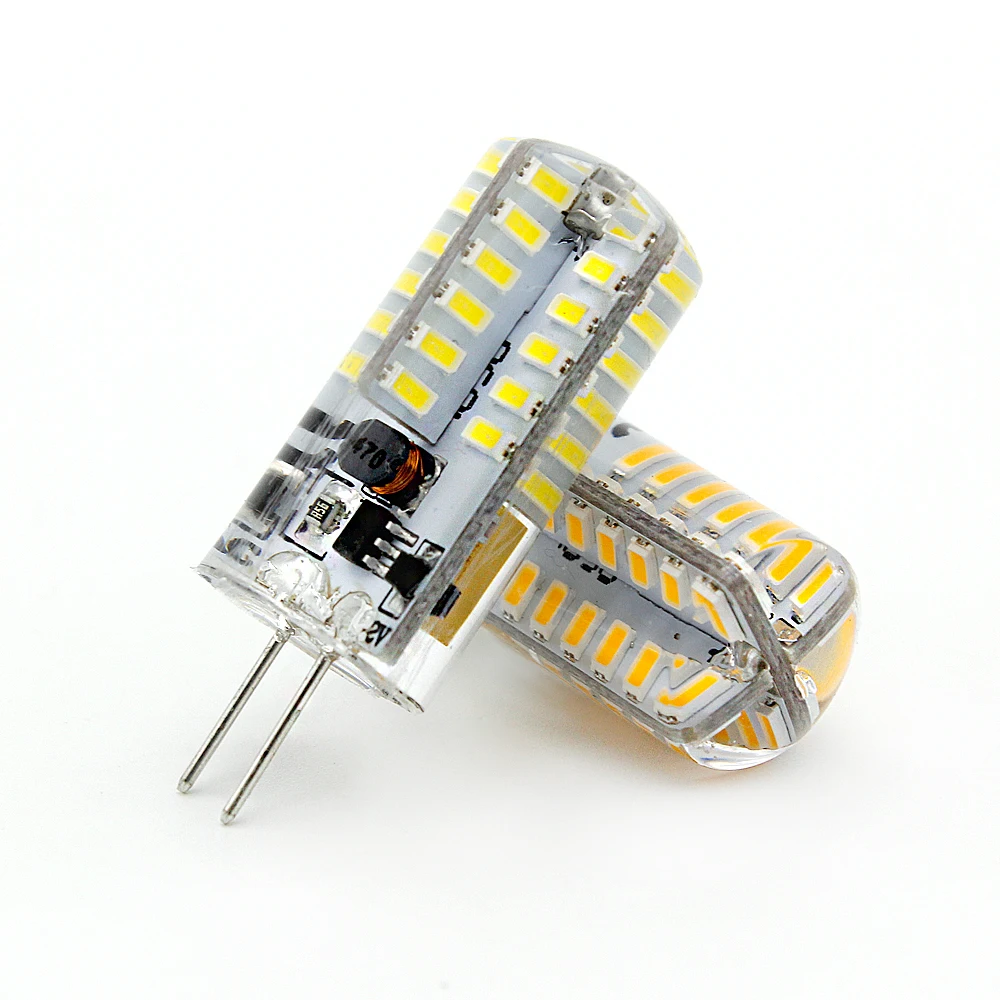 Силиконовая Светодиодная лампа G4 1 шт. 6 Вт переменный ток 12 В 3014 SMD 48 светодиодов