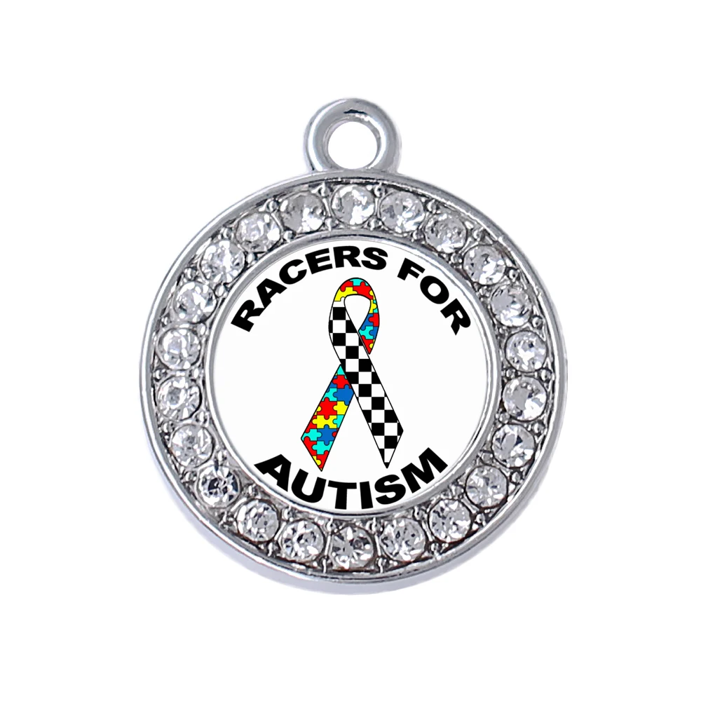 Survivor Inspire Jewelry Metal Crystal Racers Autism Ribbon Awareness Persona Charms Pendant | Украшения и аксессуары