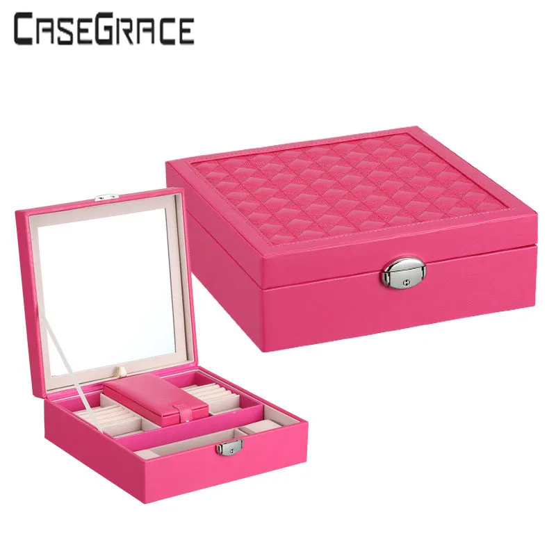 Creative Bistratal Luxury Leather Jewelry Cosmetic Case With BIG Mirror And Lock Ring Earrings Necklace Storage Container Gift
Creative Bistratal Luxury Leather Jewelry Cosmetic Case With BIG Mirror And Lock Ring Earrings Necklace Storage Container Gift