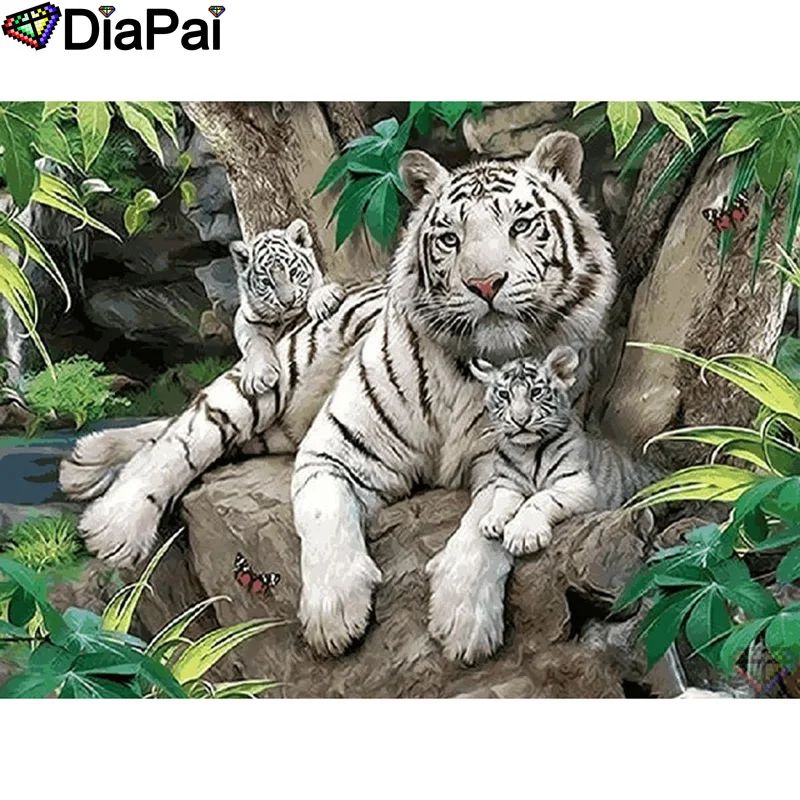 

DIAPAI квадратная/круглая дрель 5D DIY Алмазная картина "животное тигр" вышивка крестиком полный горный хрусталь Декор A26436