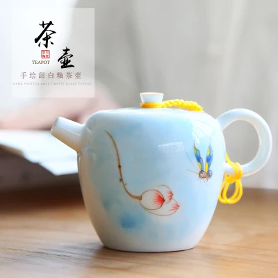 Hand-painted Ceramic Teapot Sweet White Glazed Filtered Tea Set Hand-held Pot Kung Fu Pure Oolong Green Teapot Free Shipping
Hand-painted Ceramic Teapot Sweet White Glazed Filtered Tea Set Hand-held Pot Kung Fu Pure Oolong Green Teapot Free Shipping