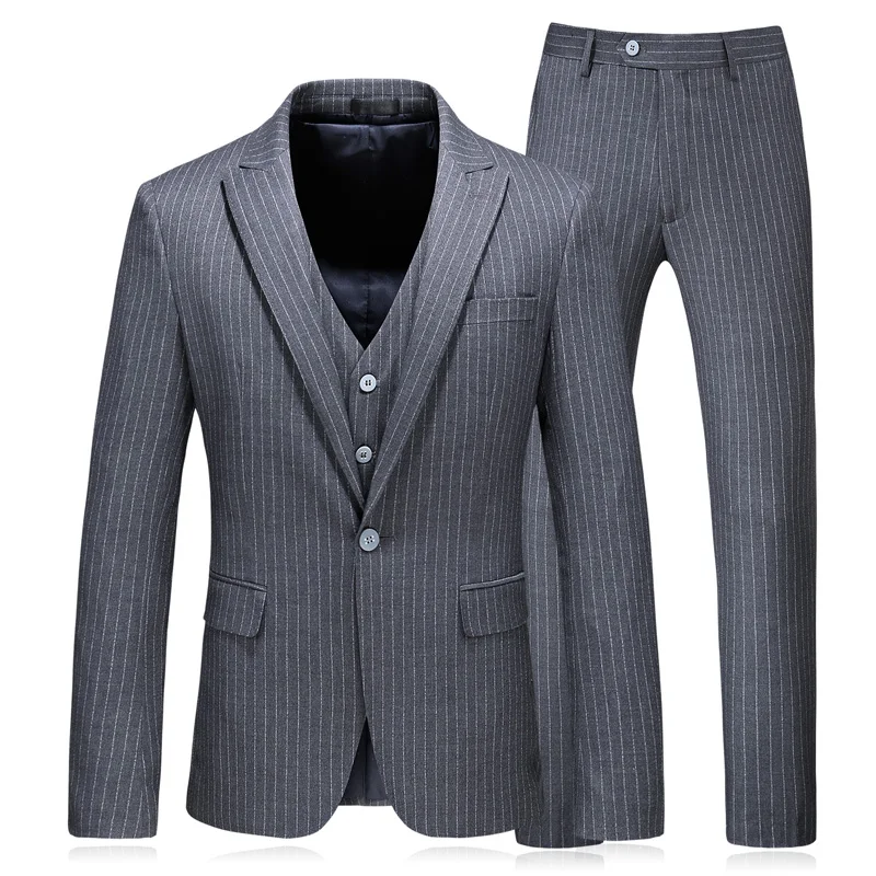 Brand Men's Fashion Stripe Blazer Vest Pants three Piece Groomsmen Wedding Suit Mens Suits gentleman Latest Coat Pant Designs
Brand Men's Fashion Stripe Blazer Vest Pants three Piece Groomsmen Wedding Suit Mens Suits gentleman Latest Coat Pant Designs