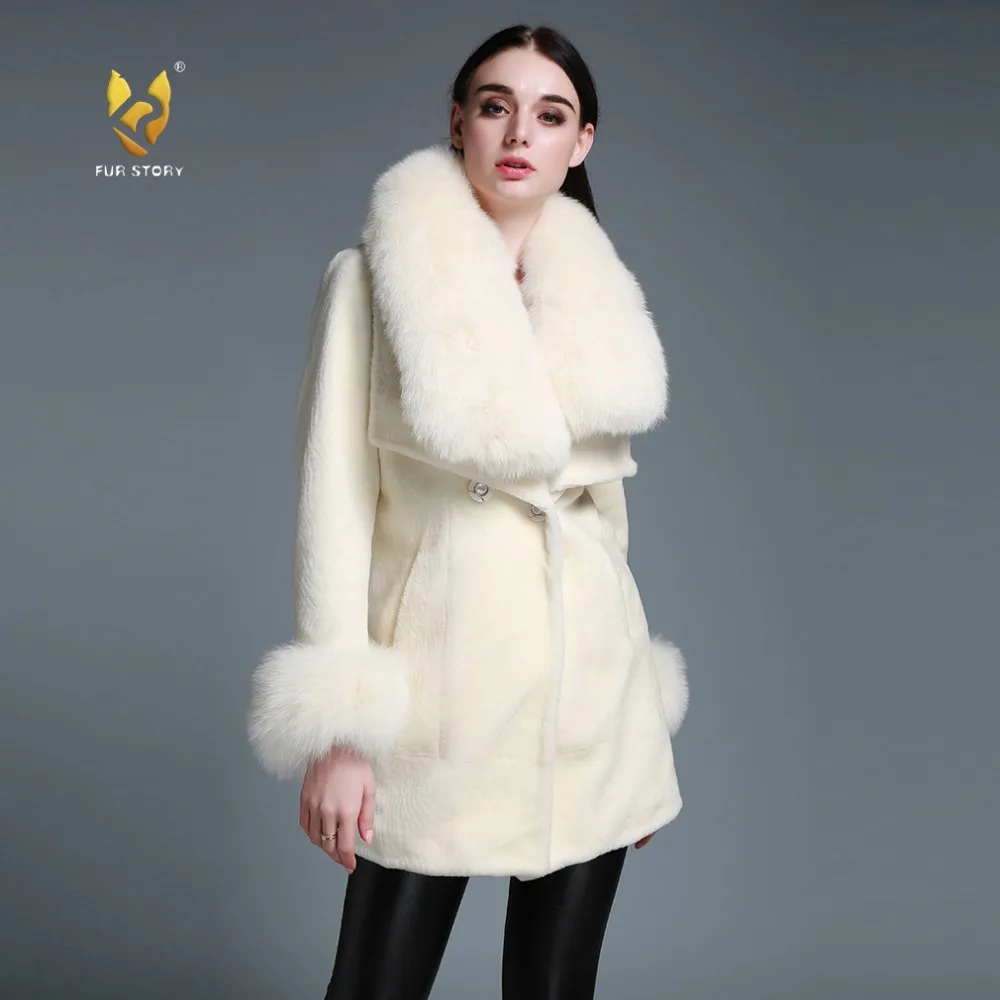 Luxury Women's Real Lamb Fur Overcoat with Fox Fur Collar and Cuff Top Grade Real Fur Coat Classical Outwear Fur Story 16148
Luxury Women's Real Lamb Fur Overcoat with Fox Fur Collar and Cuff Top Grade Real Fur Coat Classical Outwear Fur Story 16148