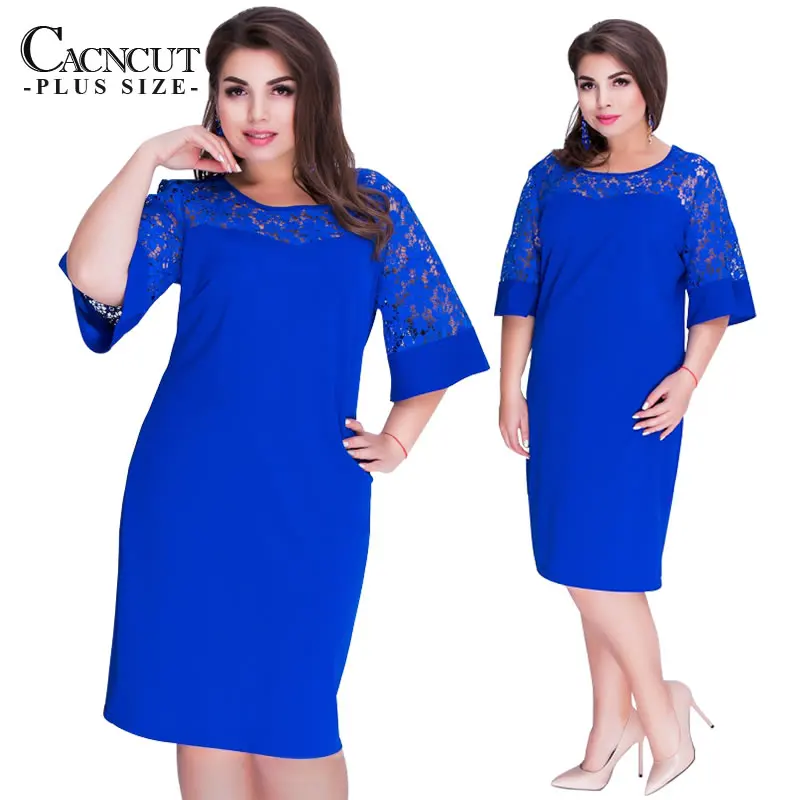 CACNCUT 5XL 6XL 2018 летнее Новое Кружевное элегантное женское платье большого размера