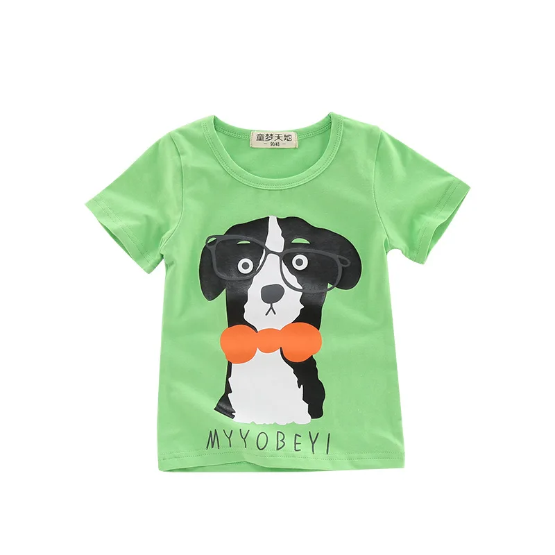 Детская одежда летние детские футболки с рисунком собаки повседневные милым