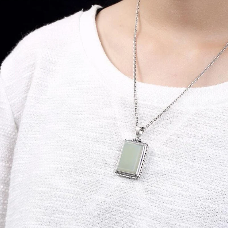 2019 Inlaid natural stone jade Square Pendant 100% 925 Sterling Silver for Women Necklace Pendant Jewelry expanding photo P02
2019 Inlaid natural stone jade Square Pendant 100% 925 Sterling Silver for Women Necklace Pendant Jewelry expanding photo P02