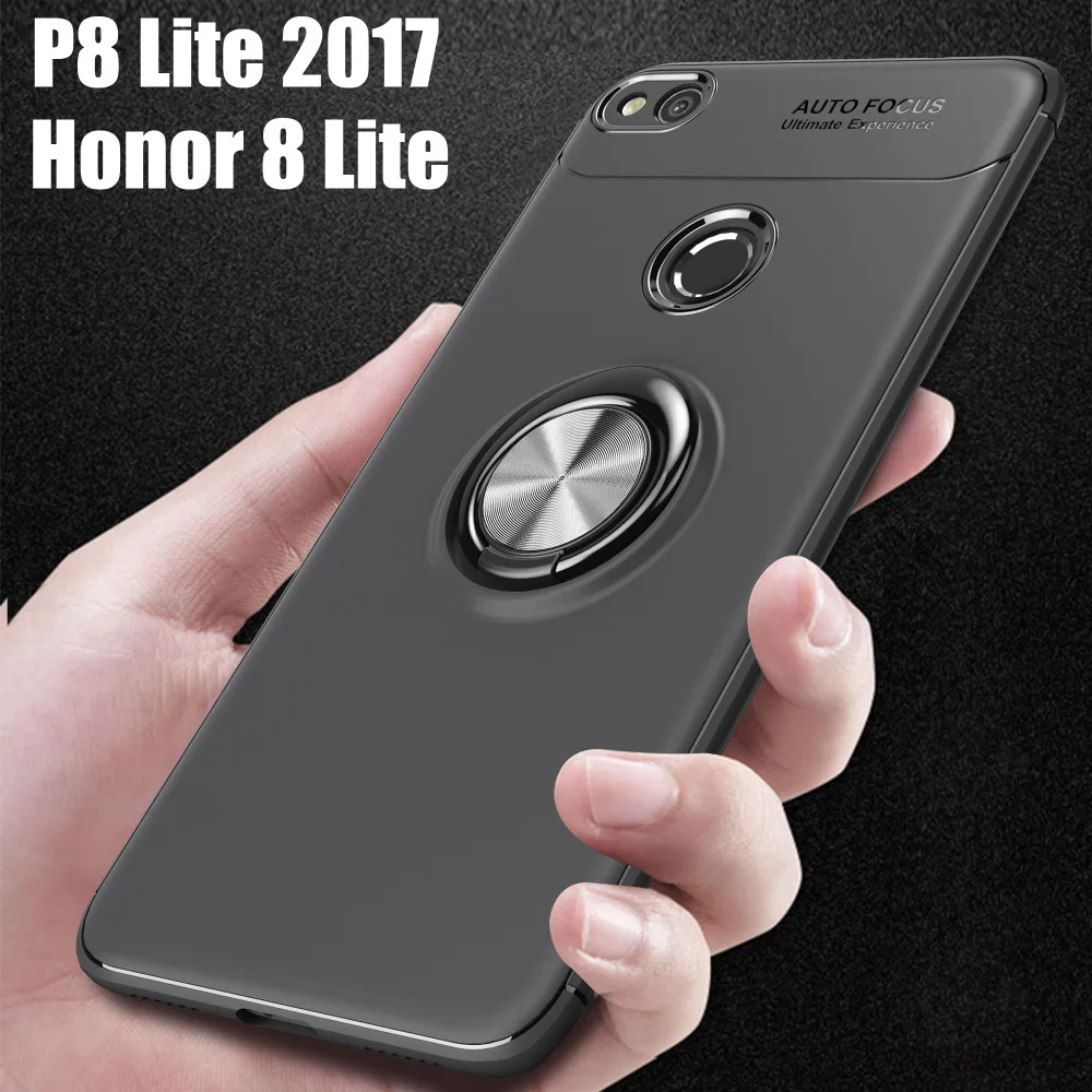 Чехол подставка с металлическим кольцом для Huawei P8 Lite 2017 противоударный