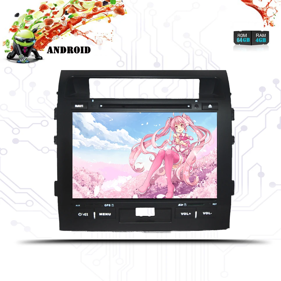9 "HD 4 Гб ОЗУ 64 Восьмиядерный Android 10.0CAR dvd-плеер для Toyota Land Cruiser 200 LC200 2008-15 радио GPS