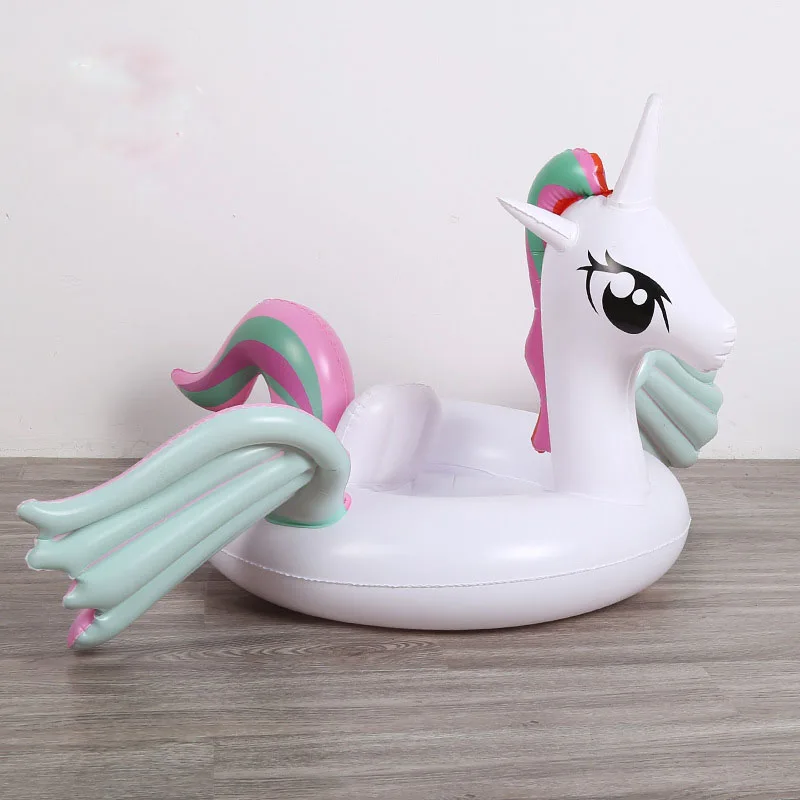 

2019 New Baby Inflatable Rainbow Unicorn Pool Float Ride-On Pegasus / Horse Swimming Seat for Children Floating Island Water Toy