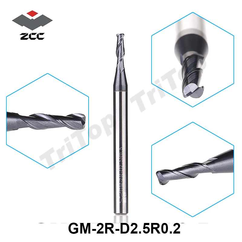 5pcs/lot ZCC.CT GM-2R-D2.5 R0.2 Cemented Carbide 2-flute R end mills with straight shank
5pcs/lot ZCC.CT GM-2R-D2.5 R0.2 Cemented Carbide 2-flute R end mills with straight shank