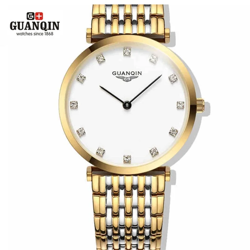 Fashion Gold Diamond GUANQIN Watches Woman 2021 Brand Luxury Reloj Women Dress Rhinestone Quartz Watch For | Наручные часы