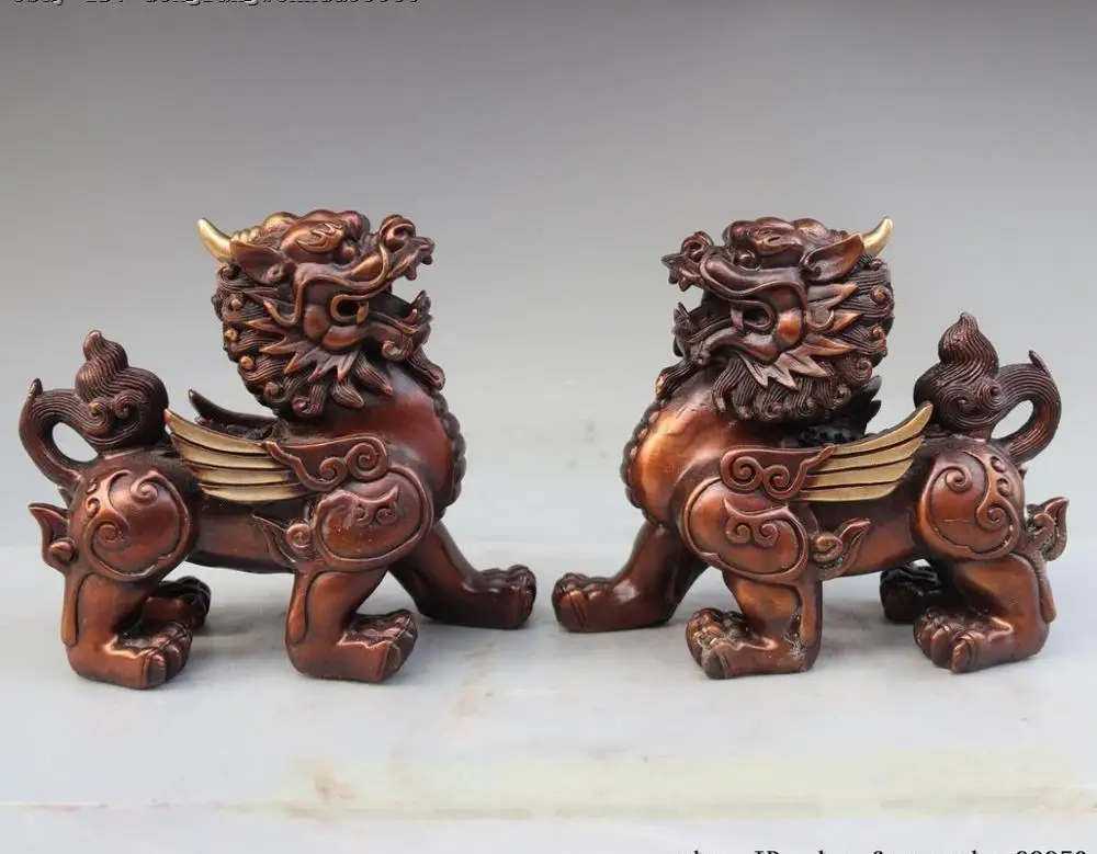 Chinese Pure Copper Bronze PiXiu Guardian Brave Troops Dragon Beast Statue Pair
Chinese Pure Copper Bronze PiXiu Guardian Brave Troops Dragon Beast Statue Pair
