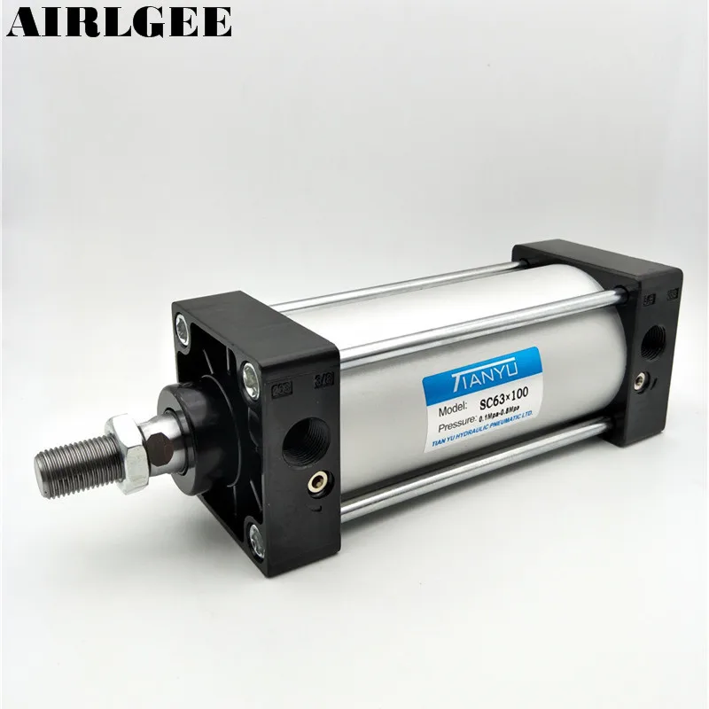 SC63x100 Single Rod Double Action 63mm Bore 100mm Stroke Pneumatic Air Cylinder |